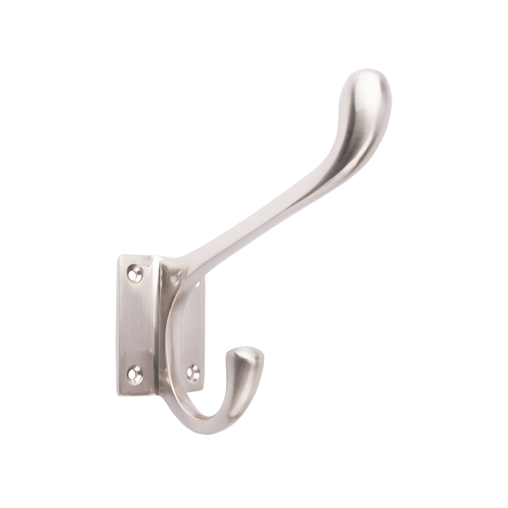 Dart Hat & Coat Hook with Square Base - 90mm x 120mm - Satin Nickel